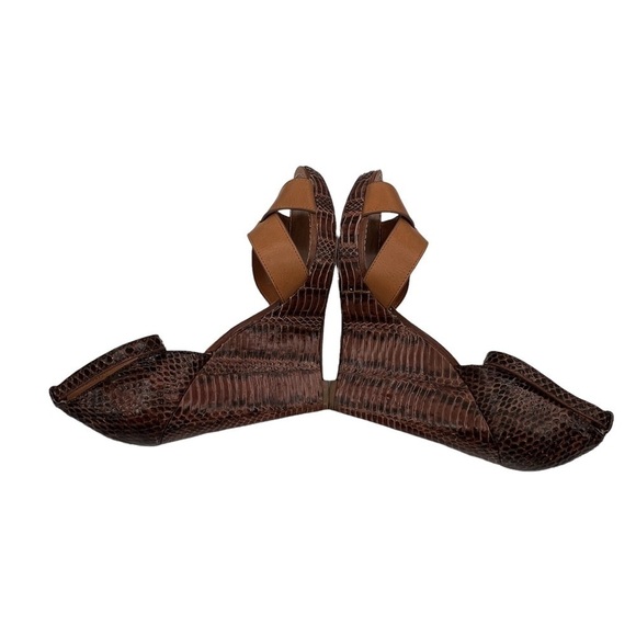 Tory Burch Brown Leather Python Platform Wedge Sandals Size 9 1/2 Women’s - Picture 7 of 10